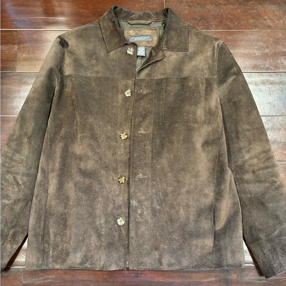 Banana Republic Factory Men’s Suede Leather Coat, size Medium